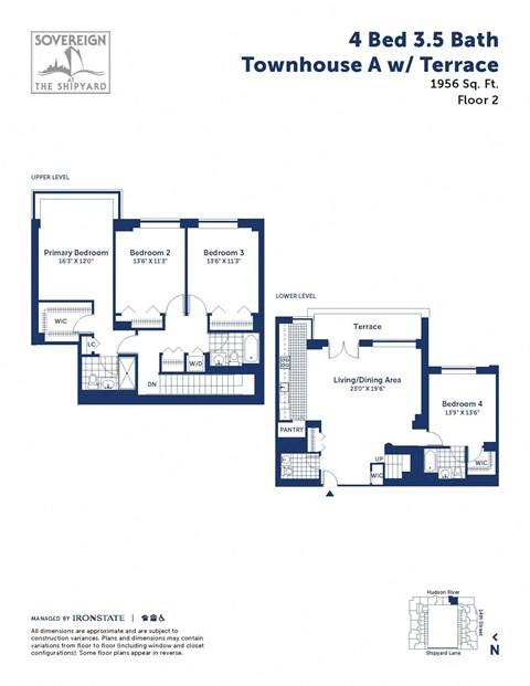Floor plan for 4 beds, 3.5 baths, 1956 sqft